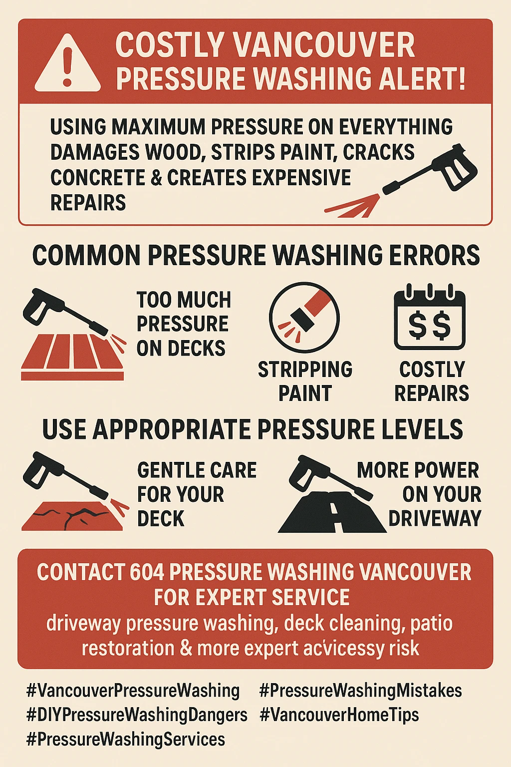 Infographic summary of common pressure washing mistakes