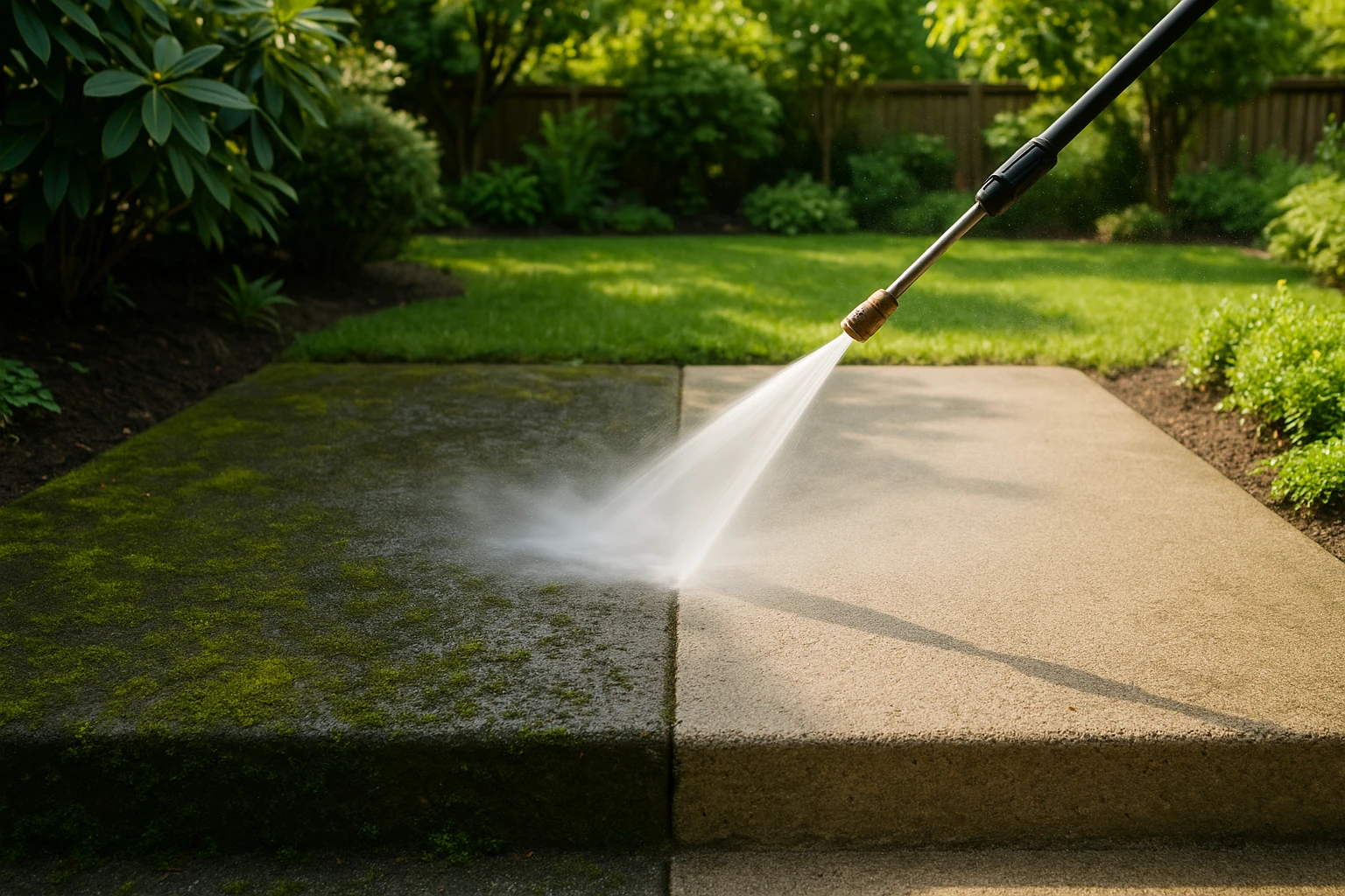 Pressure washing a Vancouver concrete surface as a preventive measure.