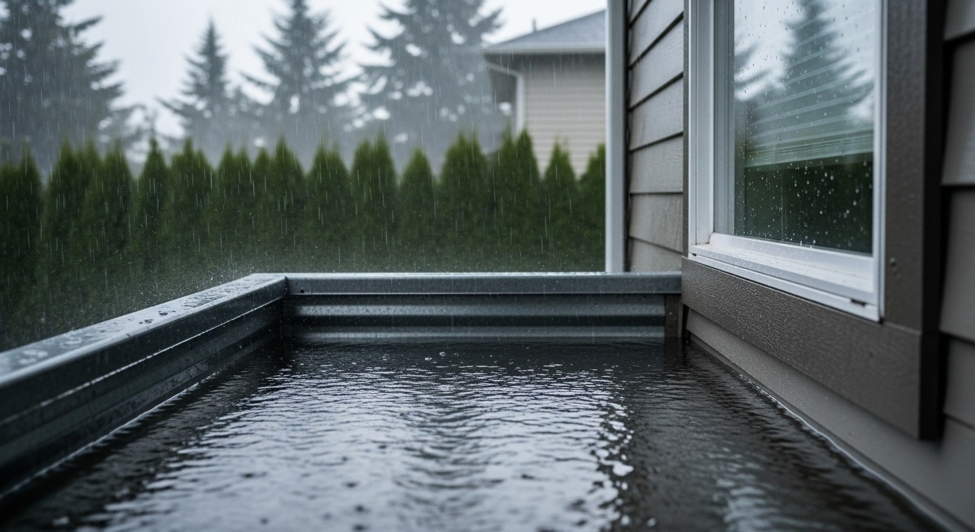 Water pooling in a Vancouver window well, a basement flooding risk
