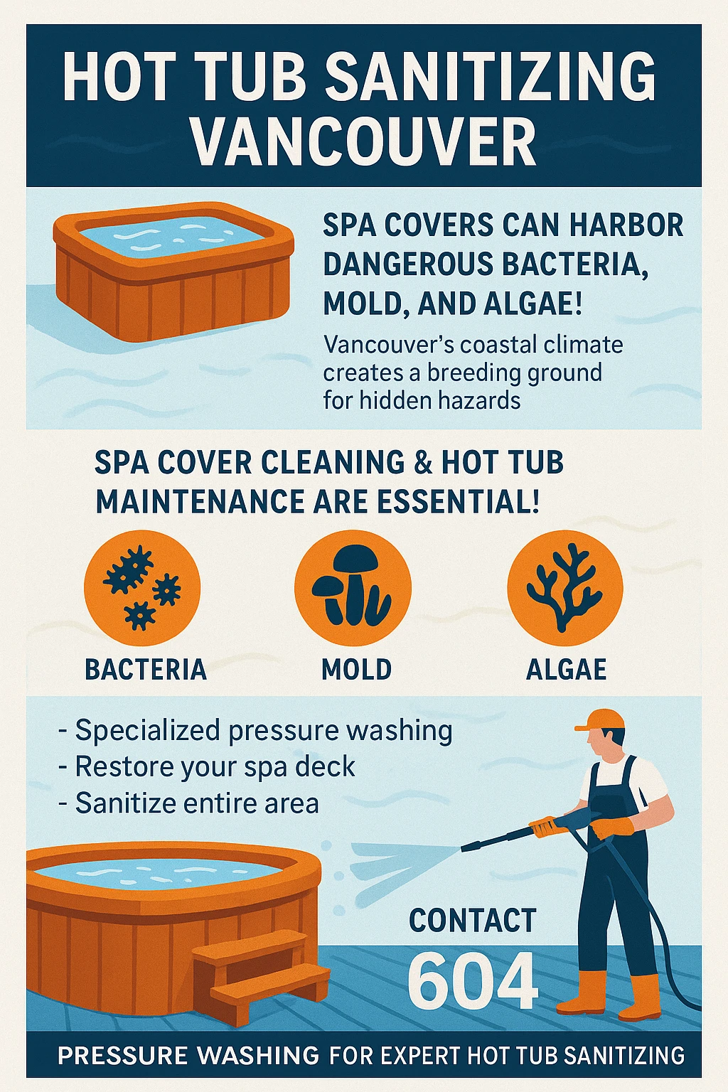Infographic of key takeaways for Vancouver hot tub cleaning