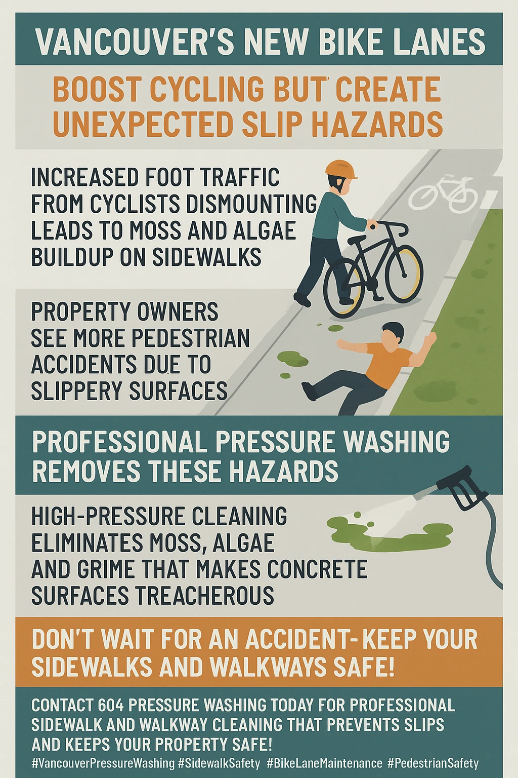 Infographic on key takeaways for Vancouver sidewalk safety and pressure washing