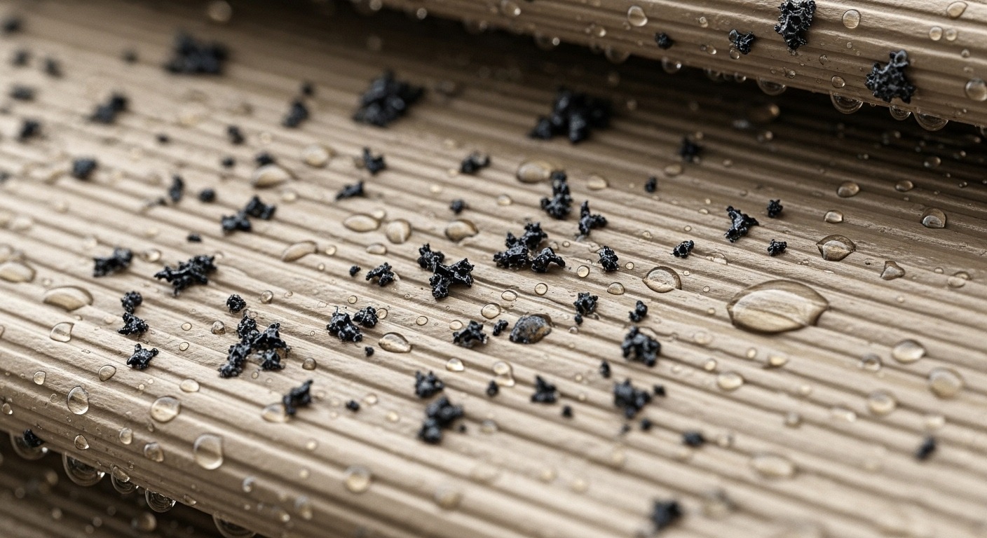Microscopic view of toxic wildfire smoke particles on home siding