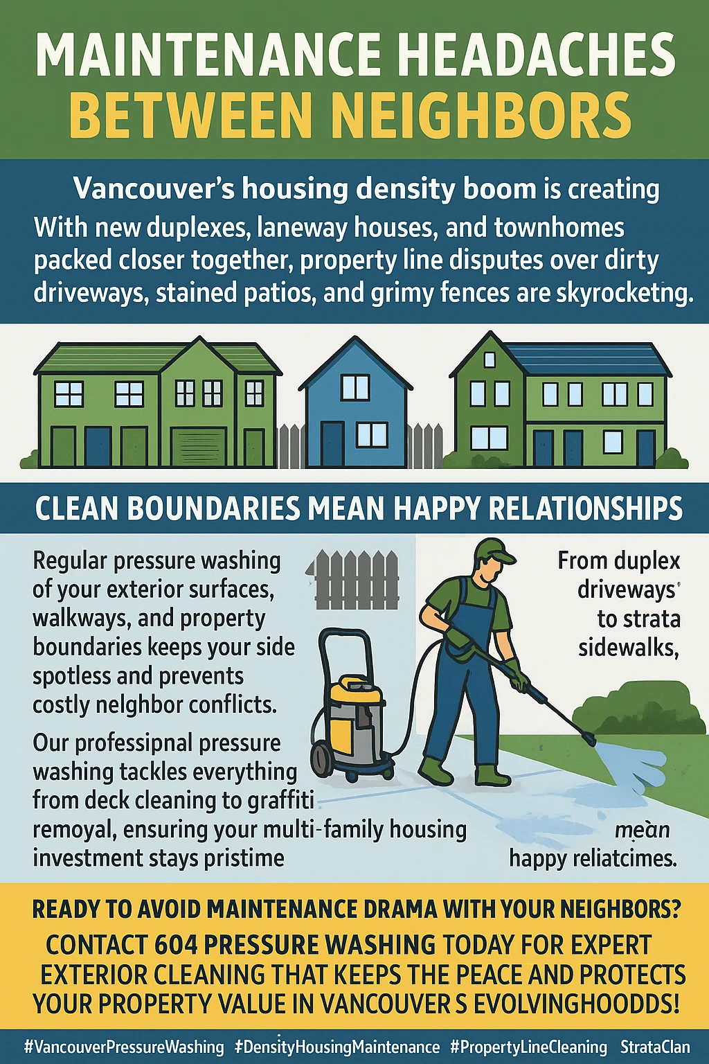 Infographic summarizing key takeaways about Vancouver housing density and maintenance disputes