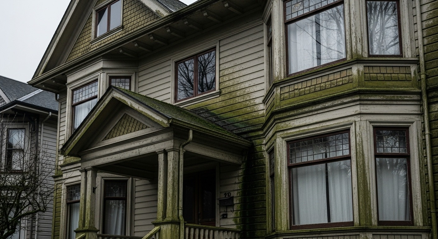 A beautiful but weathered Vancouver heritage home before professional cleaning.