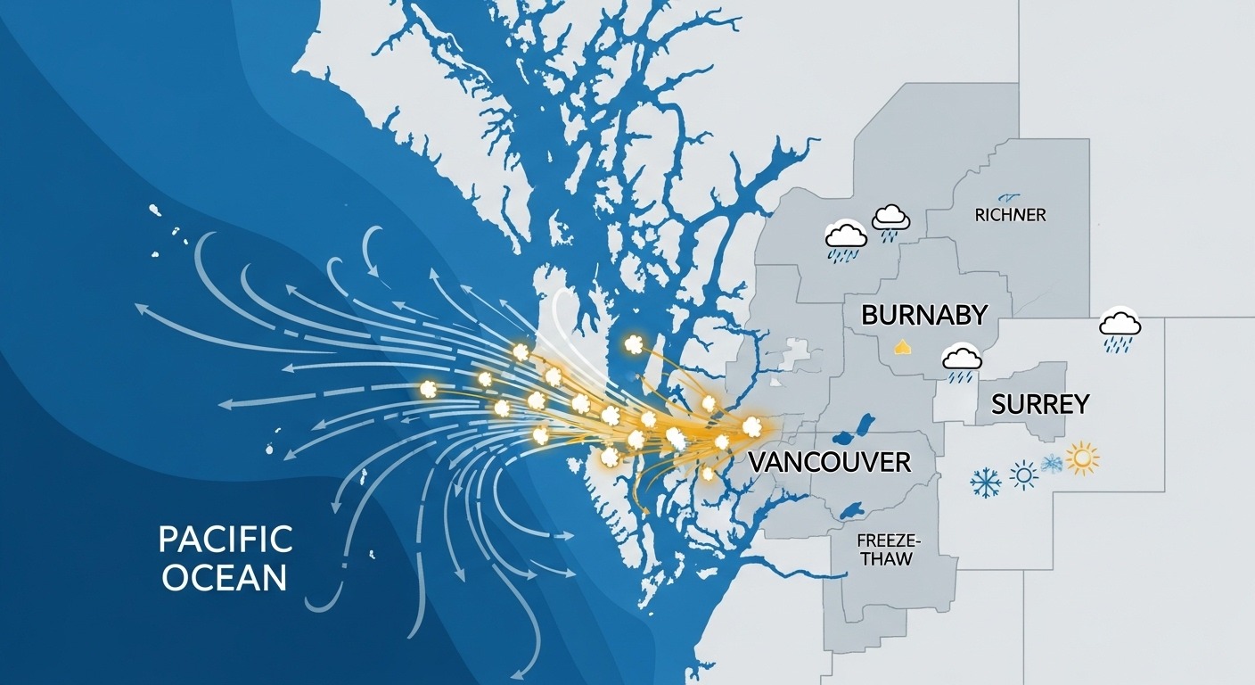Map of Vancouver highlighting areas most affected by marine climate corrosion.