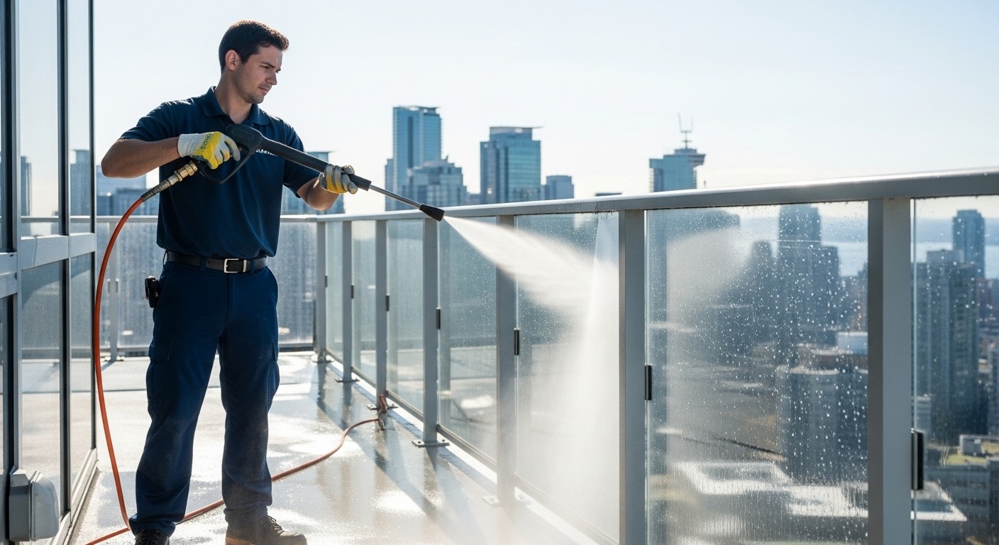 Comparison of professional versus DIY glass railing pressure washing