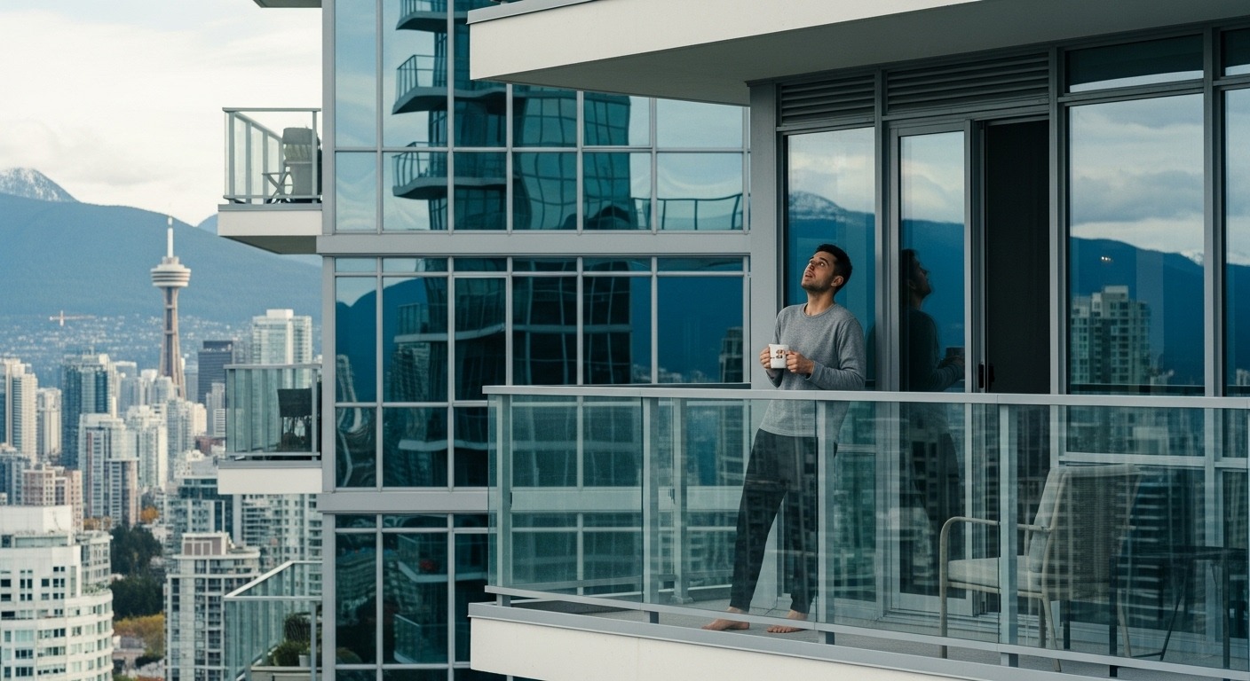 View into a Vancouver condo illustrating the privacy issue with glass railings